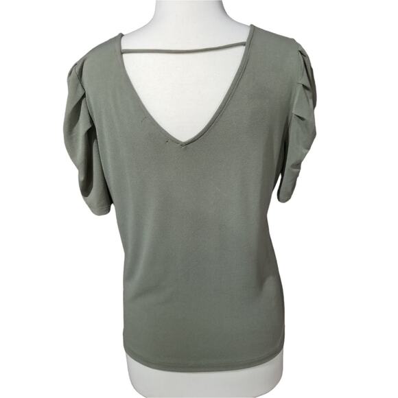 JPR Studio Shirt Ruched Short Sleeve Top Sage Green Size Medium - Picture 5 of 9